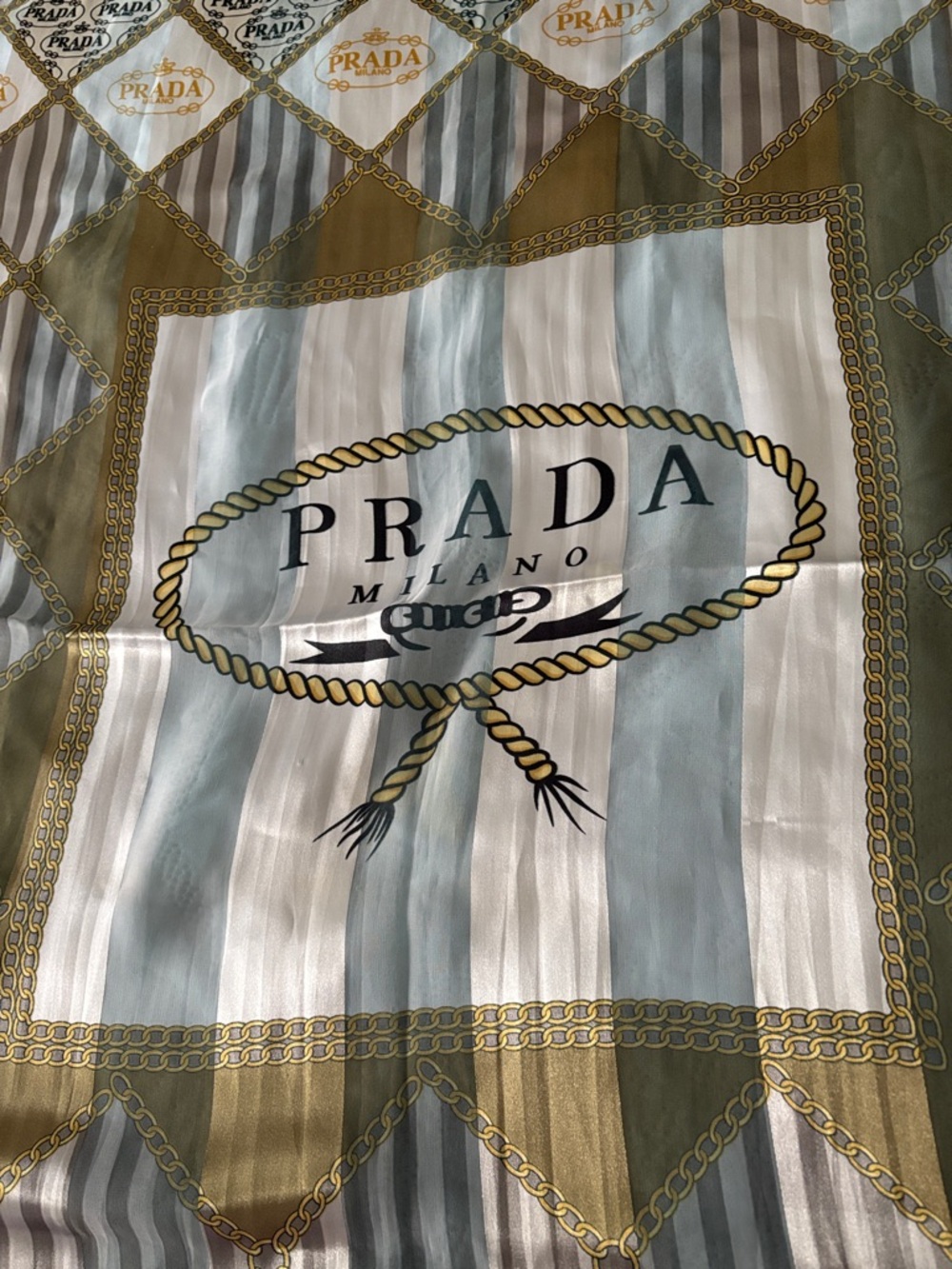 Nwot Prada Silk Vintage Bag Scarf or Scarf for many uses from Florence Italy !!